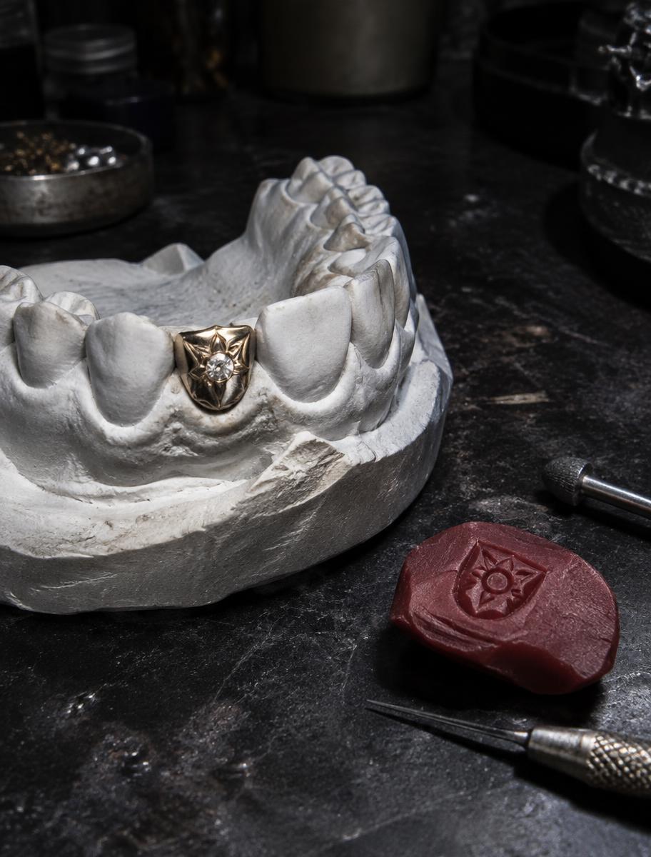 Molde dental e peça em produção na bancada